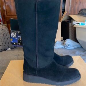 Black Suede Knee-High Boots